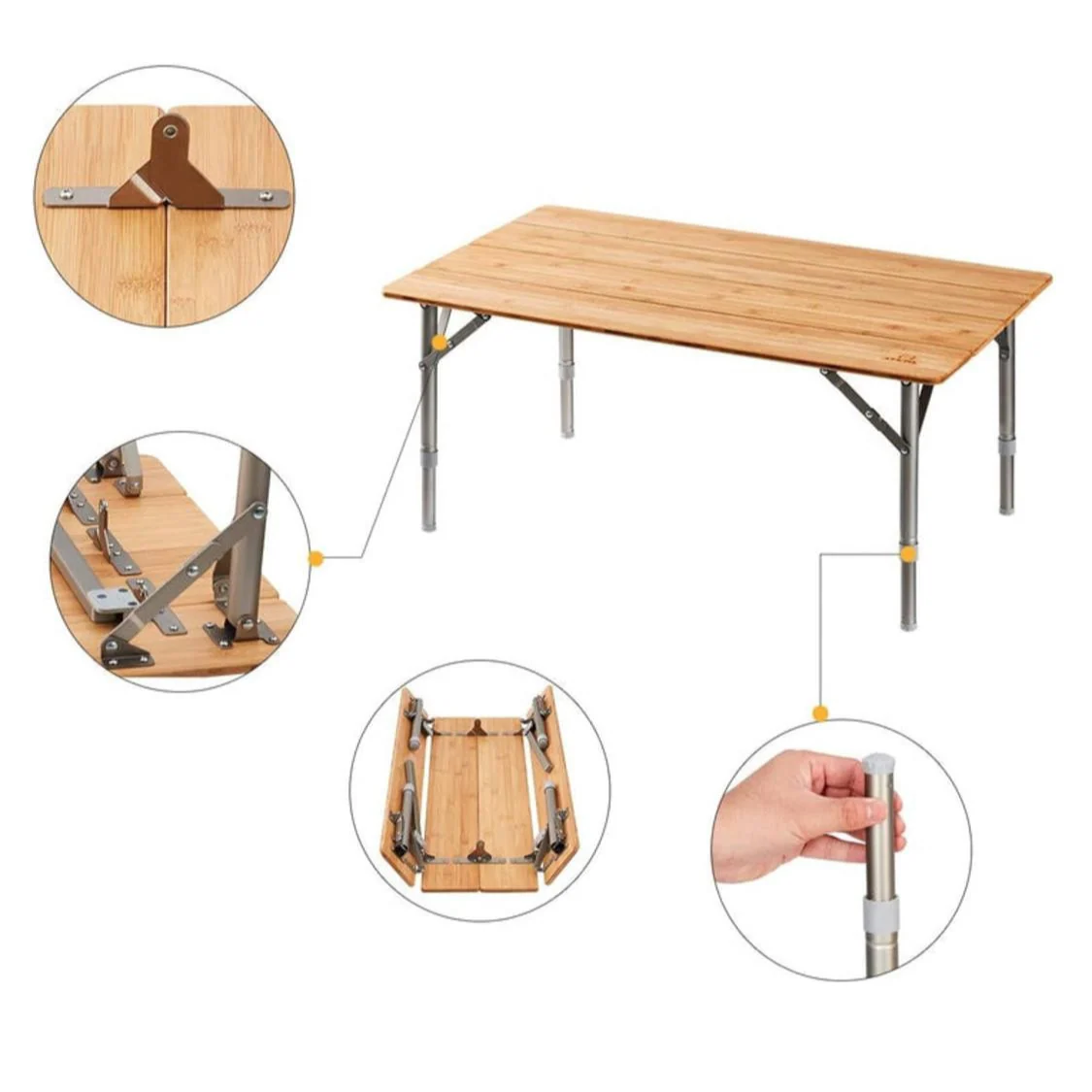 Atepa Bamboo Folding Camping Table - Image 4