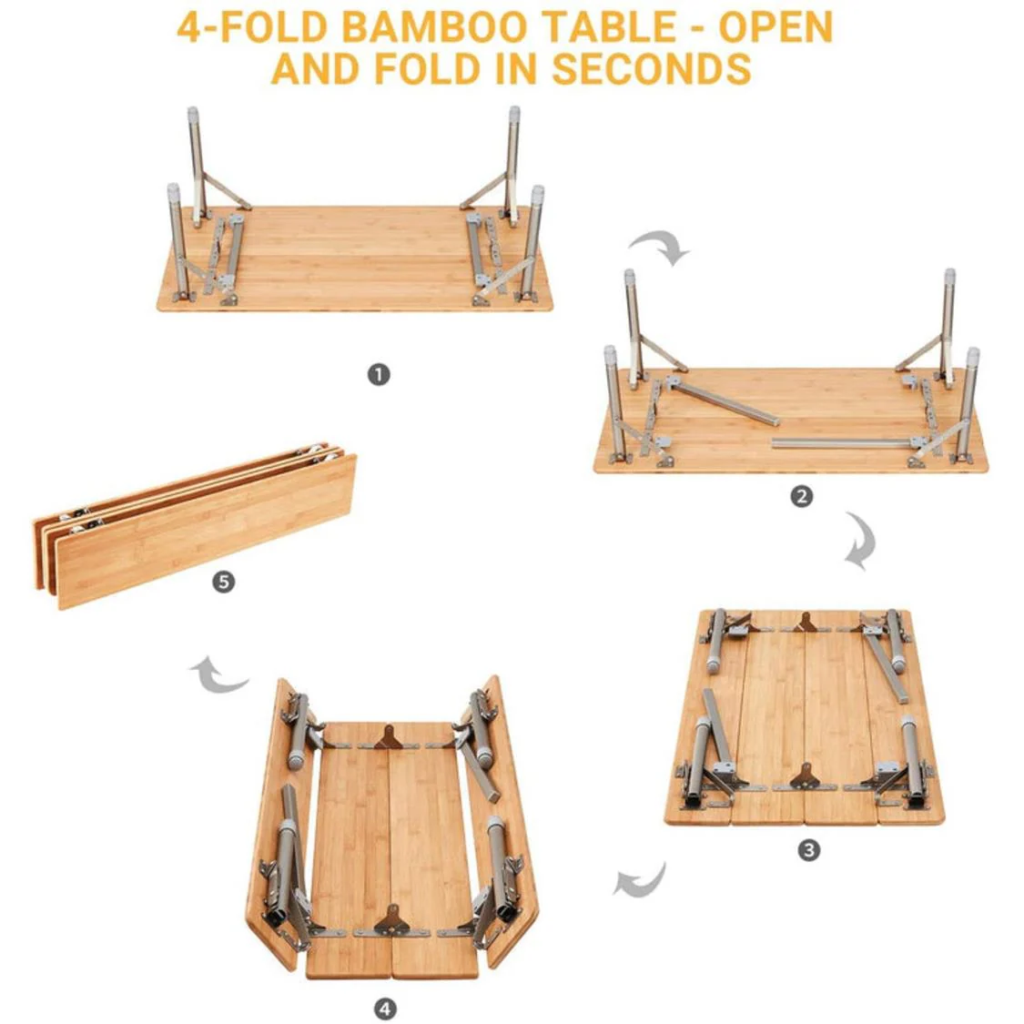 Atepa Bamboo Folding Camping Table - Image 6