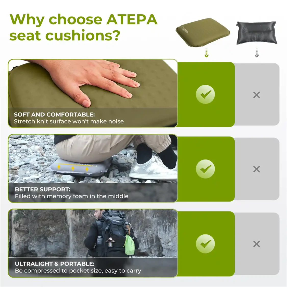 ATEPA Inflatable Foam Seat Cushion - Twin Pack - Image 4