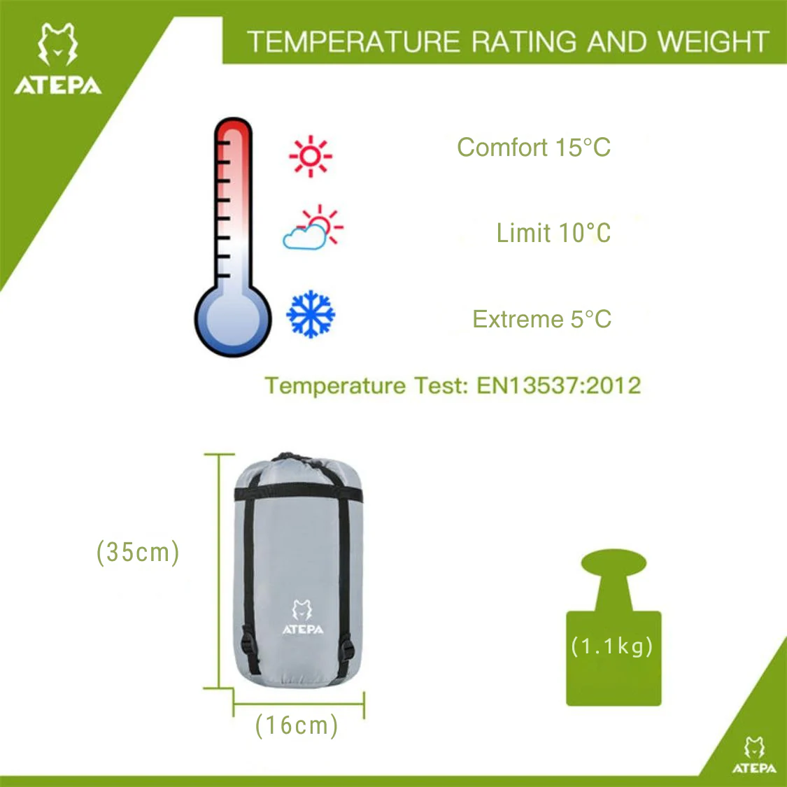 ATEPA LIGHT 1200 Sleeping Bag - Image 7