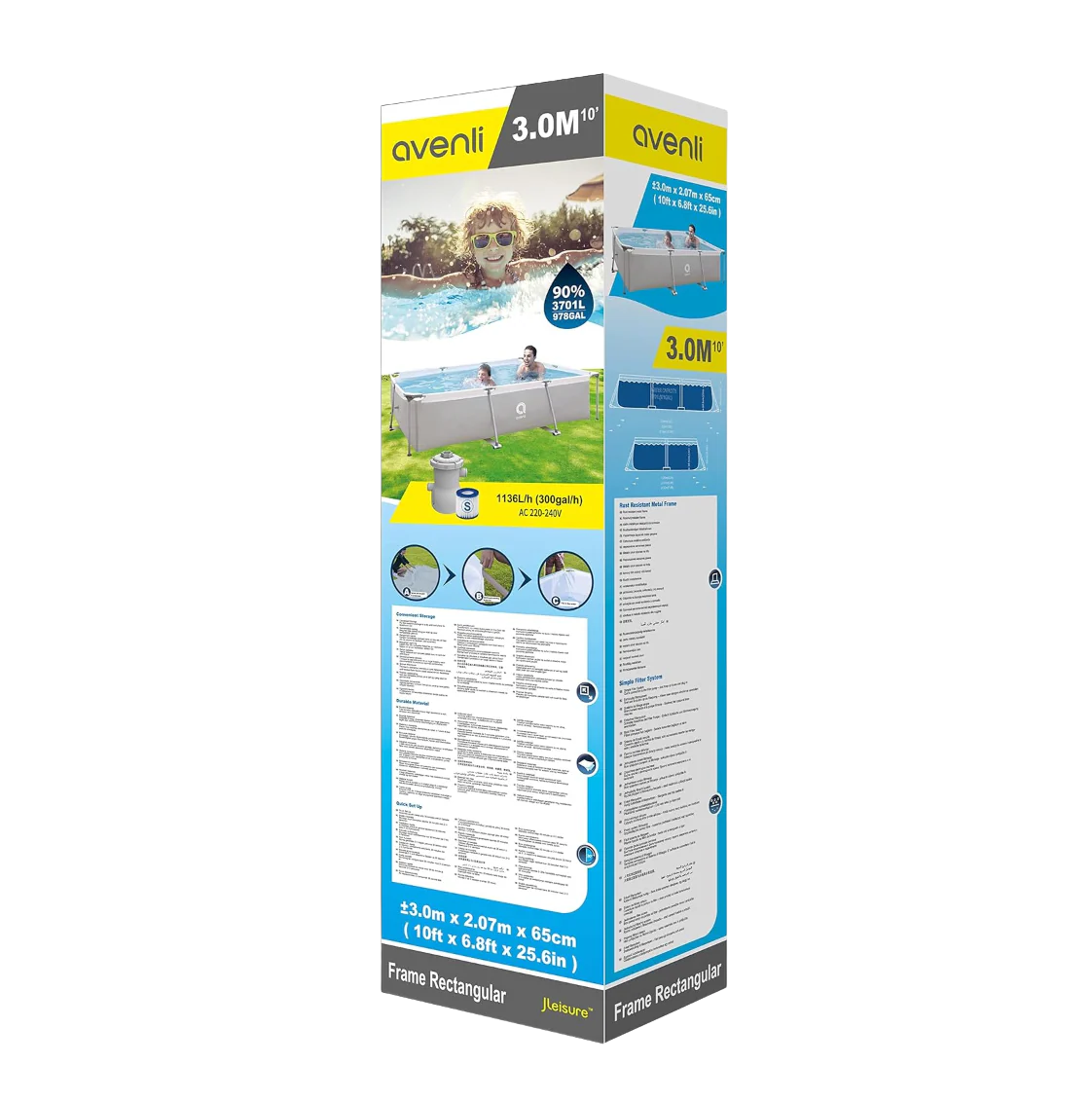 Avenli 3m x 2m Rectangular Frame Pool - Image 3