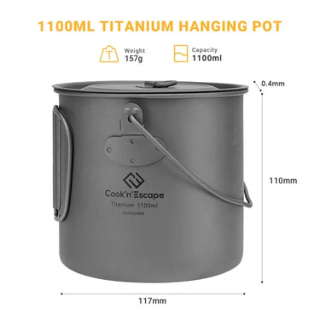 Cook'n'Escape 1100ml Titanium Soloist Titanium Pot - Image 4