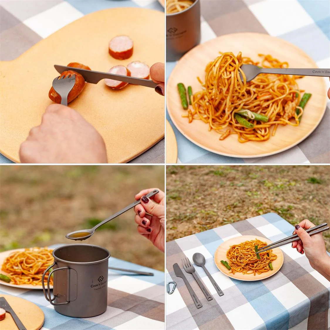 Cook'n'Escape 4-Piece Titanium Durable Cutlery Set - Image 4