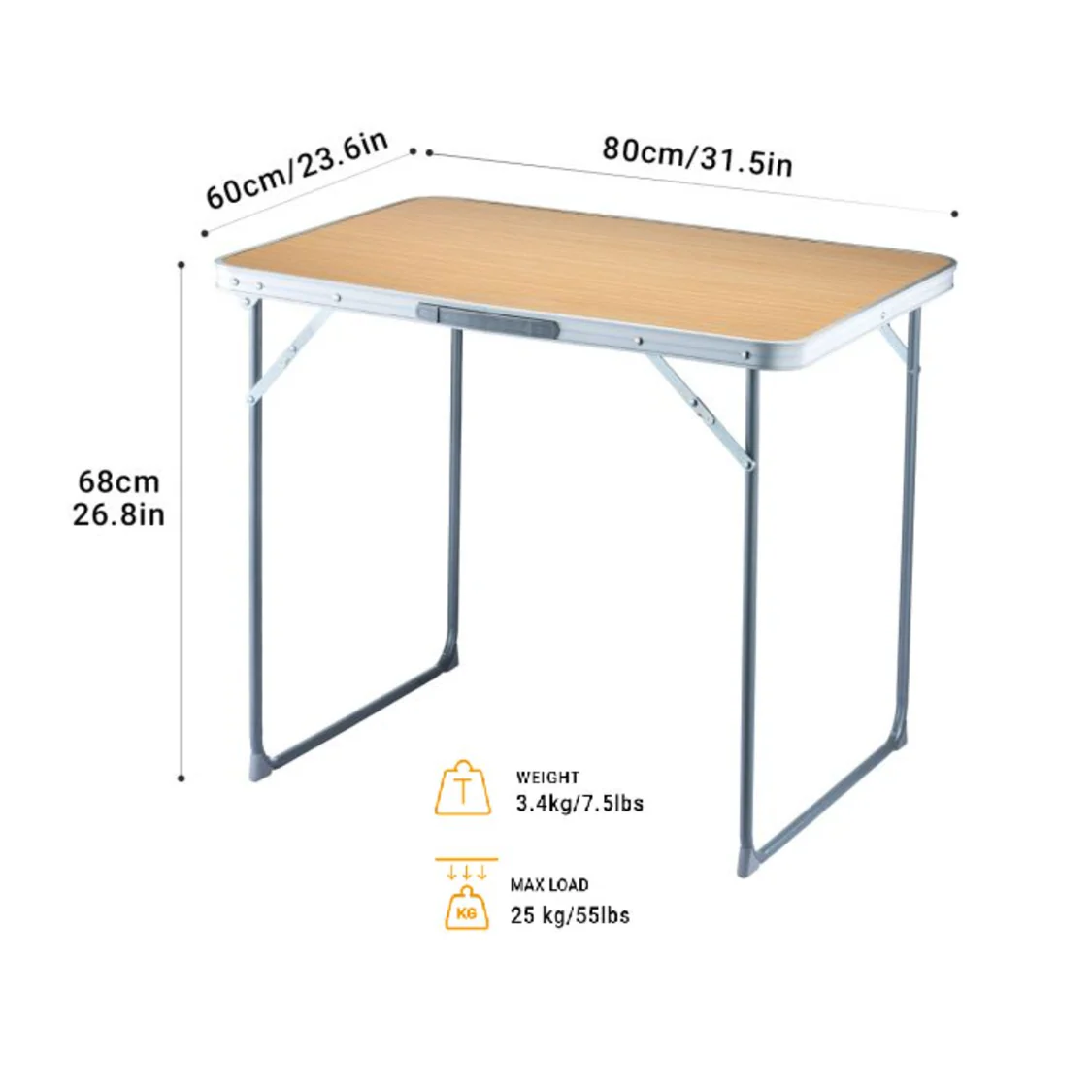 Lightweight Foldable 80 x 60 Camping Table - Image 5