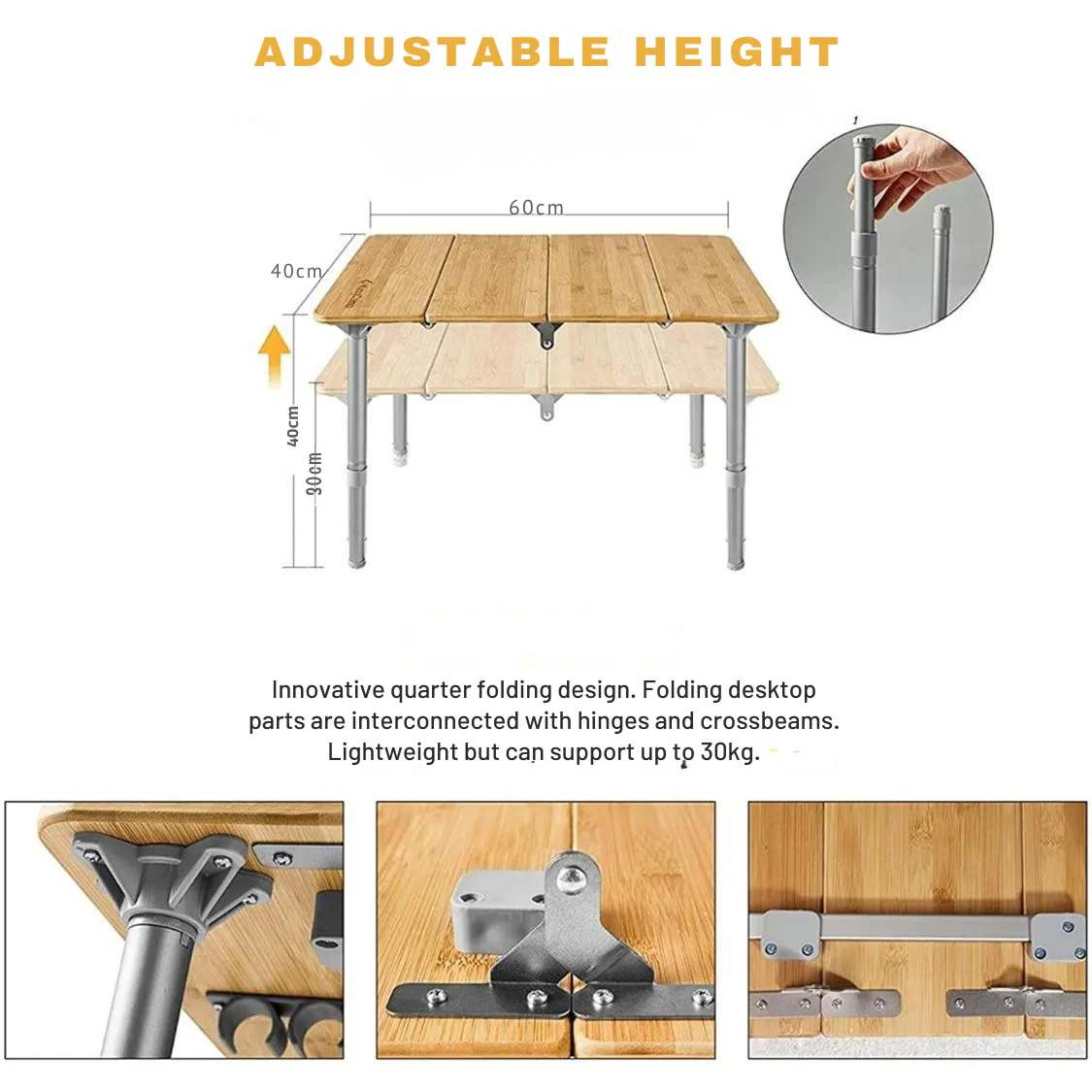 KingCamp Bamboo Folding Table - Image 3