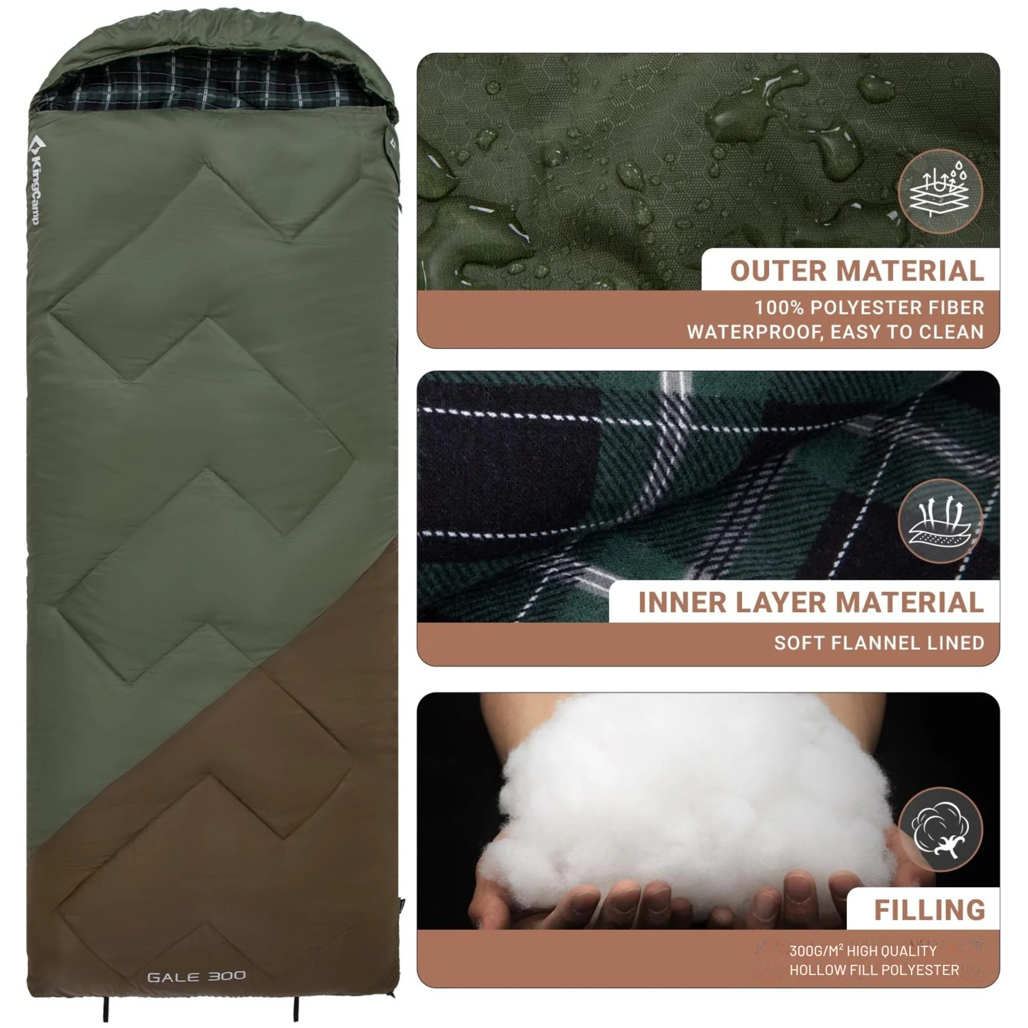 KingCamp GALE 300 Sleeping Bag With Hood - Image 3