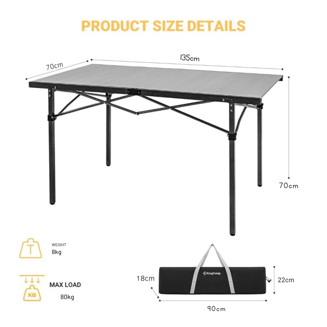KingCamp Granite Aluminium Folding Table - Image 4