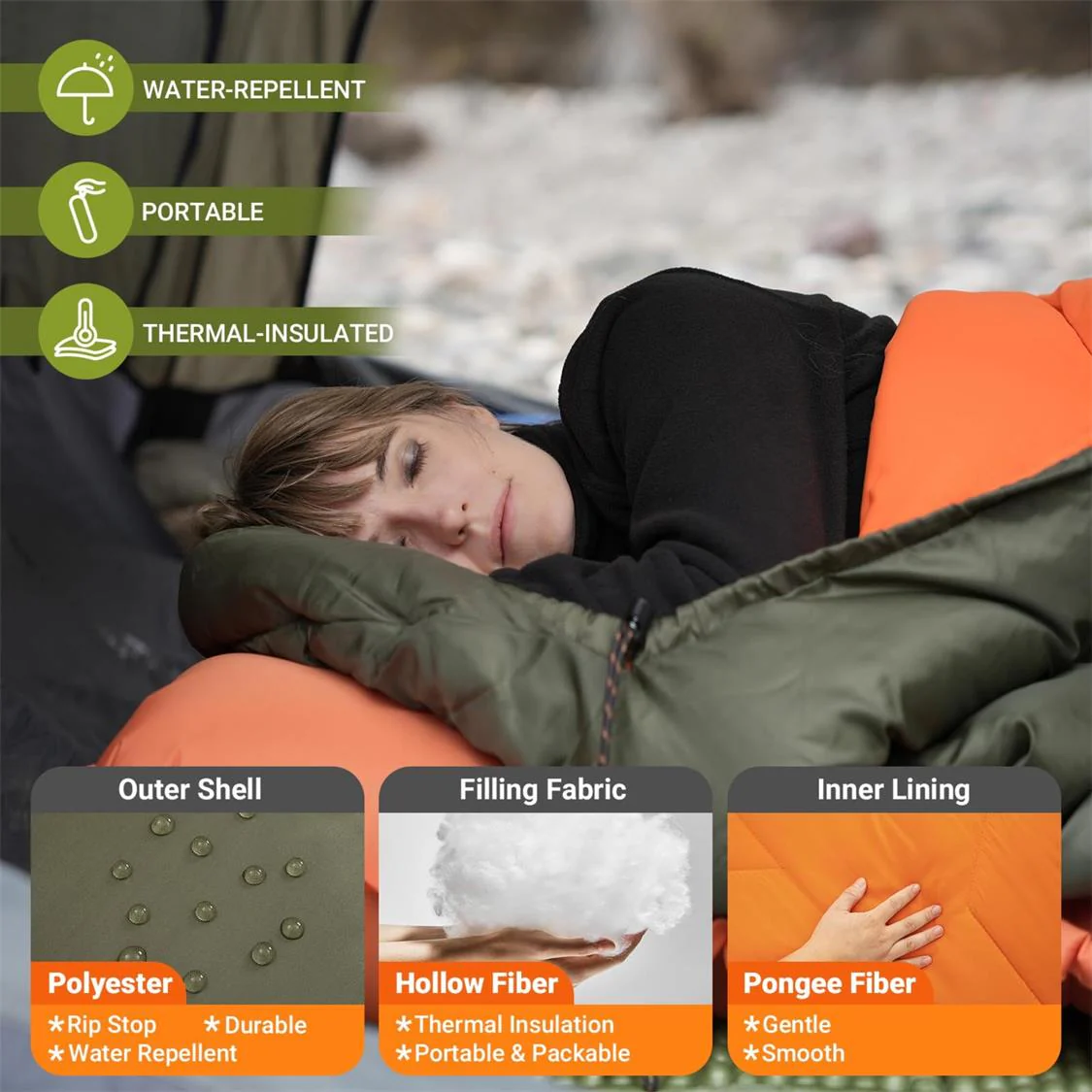 KingCamp HURON 250 Hooded Sleeping Bag - Image 3