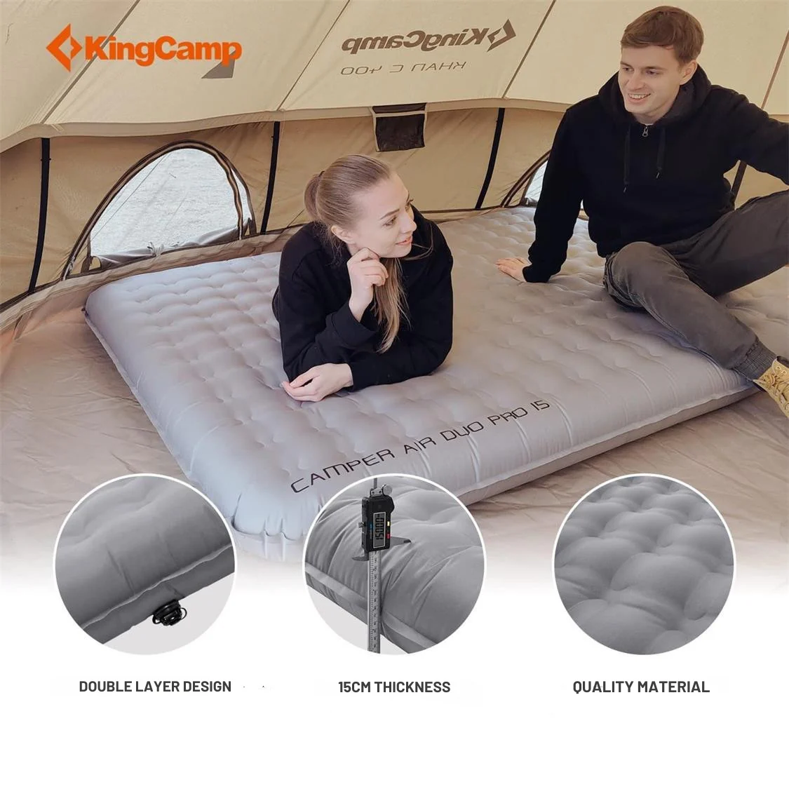KingCamp Insulated Double Sleep Pad w/Inflator Bag - Image 3