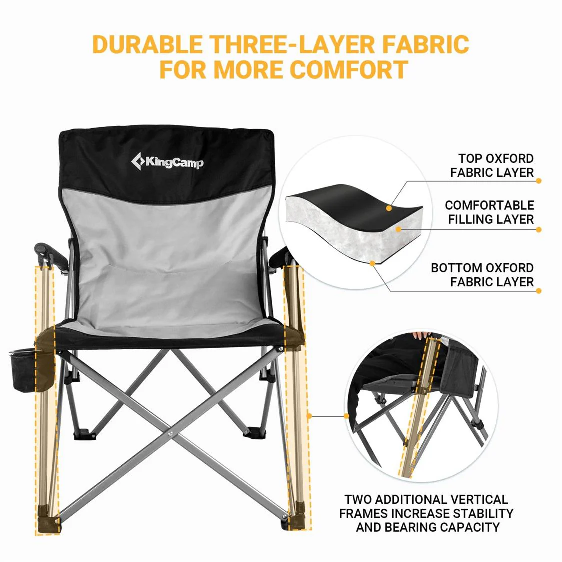 KingCamp Padded Camping Chair - 136kg capacity - Image 3