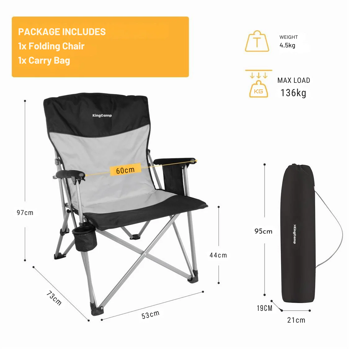 KingCamp Padded Camping Chair - 136kg capacity - Image 5