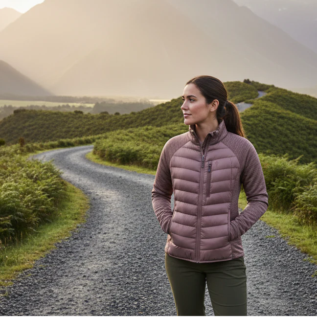 Pinewood Abisko Hybrid Women's Powerfleece Marron rose - Image 3